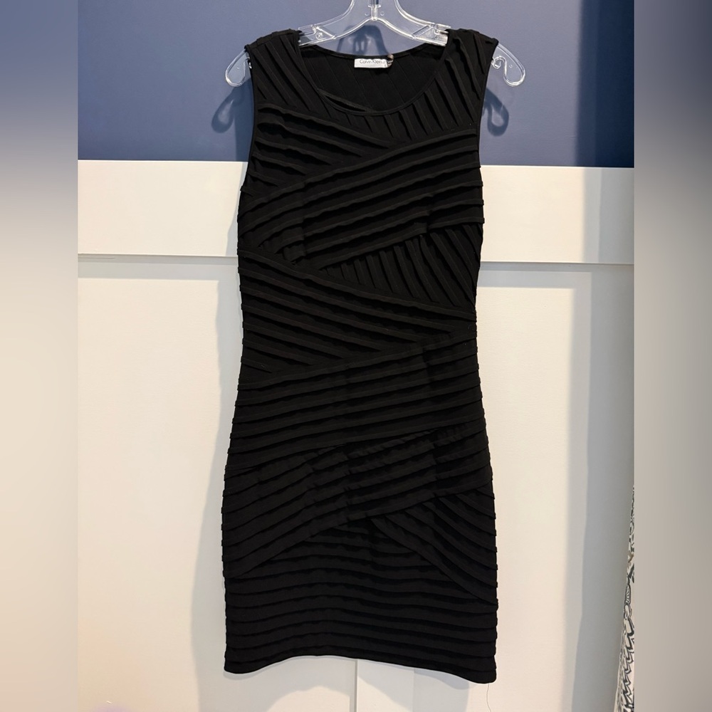 Calvin Klein Black Ribbed Mini Dress